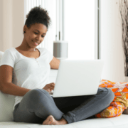 Woman Using Laptop | 3GuysMoving.com