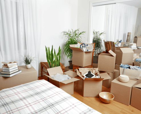 Simple Moving Tips for What to Pack and When to Pack It 6 Home Filled with Packing Boxes | 3GuysMoving.com